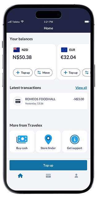 picture of the Travelex Travel Money App 2024 on a phone