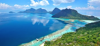 areal view of Borneo green coastline